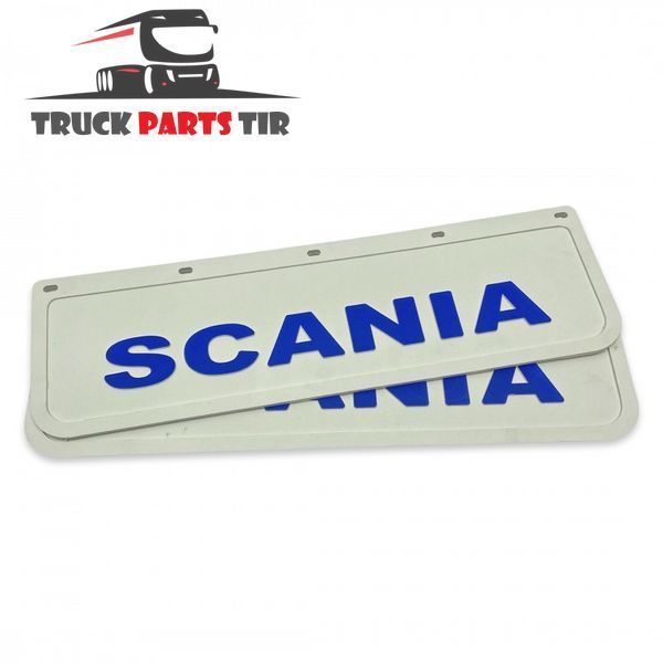 Chlapacz na błotnik z niebieskim napisem &bdquo;SCANIA&rdquo; biały (600&times;180)